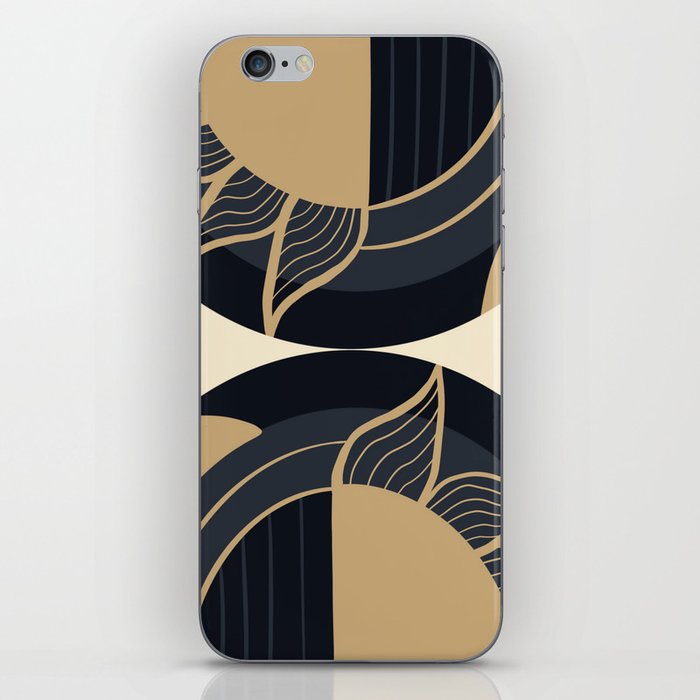 Geometric semi-circle abstract black and gold graphic design iPhone Skin