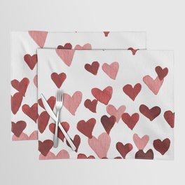 Valentine's Day Watercolor Hearts - red Placemat