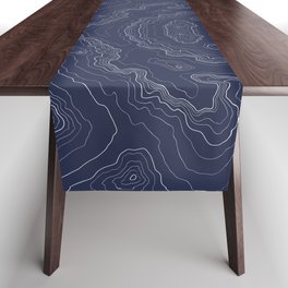 Navy topography map Table Runner