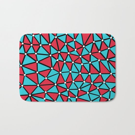African Triangles Red and Blue Bath Mat