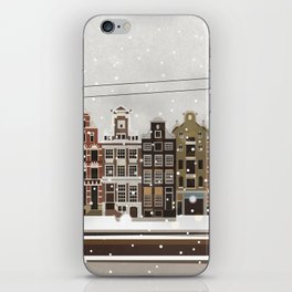 Amsterdam in the snow iPhone Skin