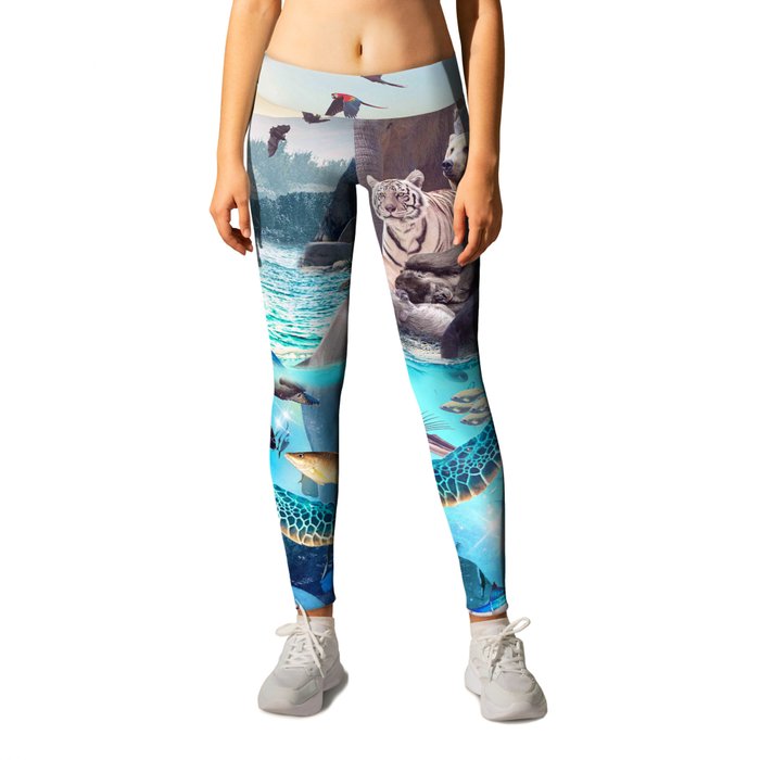 Ocean African Japanese Animal Animals Group Scene Leggings