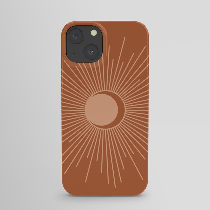 Sun and Moon Minimalist Sunburst in Terracotta Earth Tones iPhone Case