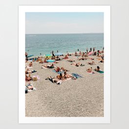 Azure Tranquility: Beachfront Beauty in Nice, France - Coastal Wall Art Art Print