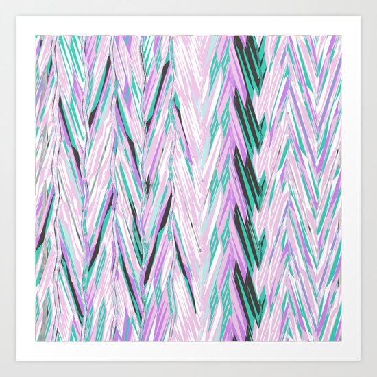 Girly Turquoise Purple Teal Abstract Mod Chevron Pattern Art Print