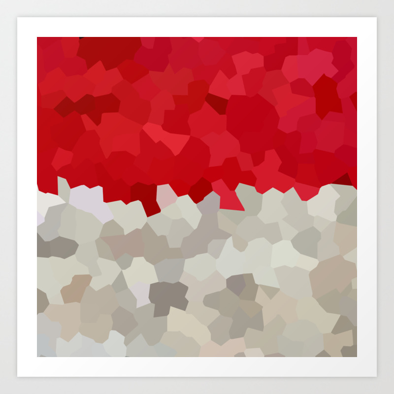 Holiday Red And White Santa Stained Glass Mosaic Abstract Art