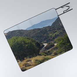 The Road to Nowhere | Idyllic Summer Photograph of an Island Road in Nature | Greek, South of Europe Picnic Blanket