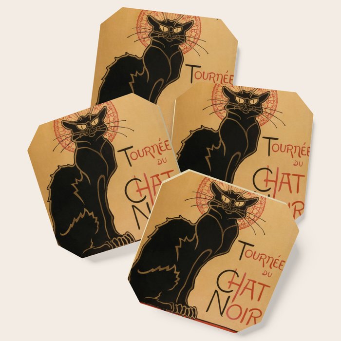 Le Chat Noir The Black Cat Poster By Theophile Steinlen Coaster By Podartist Society6