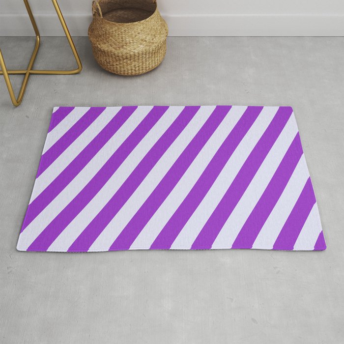 Lavender and Dark Orchid Colored Striped/Lined Pattern Rug