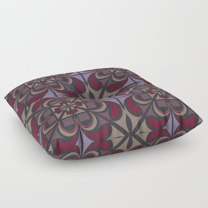 Floral modern retro abstract pattern Floor Pillow