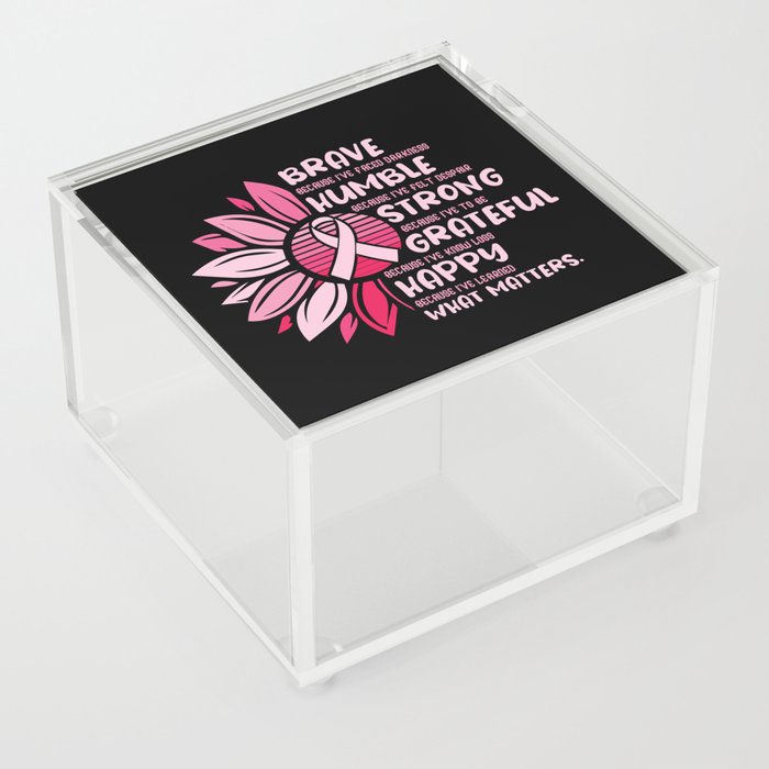 Breast Cancer Awareness Sunflower Acrylic Box