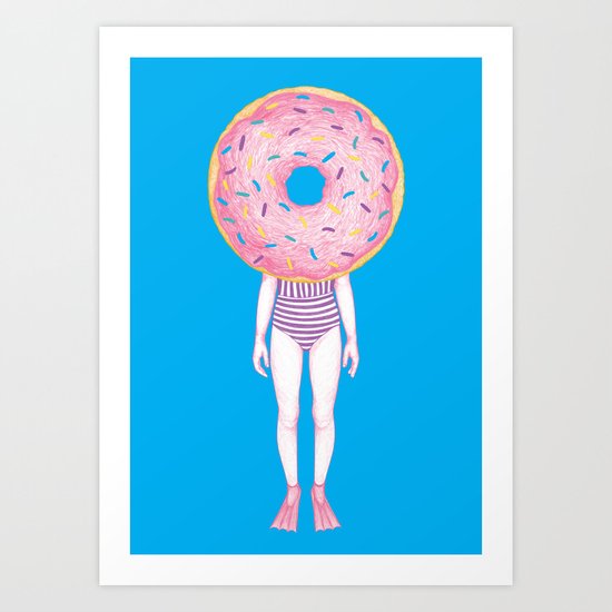 The Summer Treats : Blue Doughnut Art Print