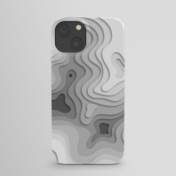 White Topographic Map iPhone Case