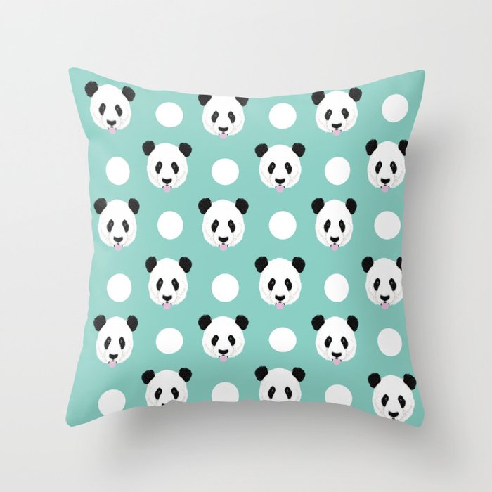 18x18 Multicolor Tengris Designs Cute Panda and Hearts Design Throw Pillow Bamboo 