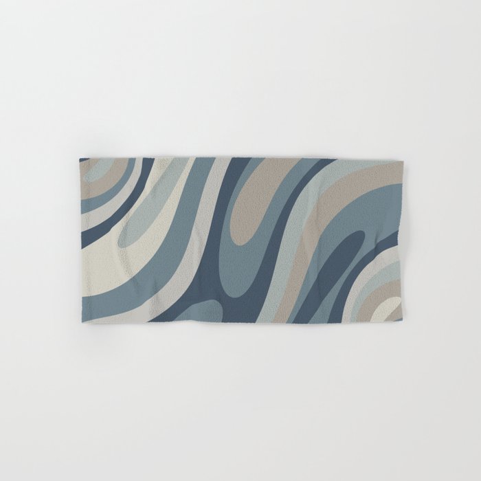 Wavy Loops Abstract Pattern in Neutral Blue Grey Tones Hand & Bath Towel