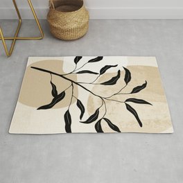 No26 Branching Out - Leaves in black Rug