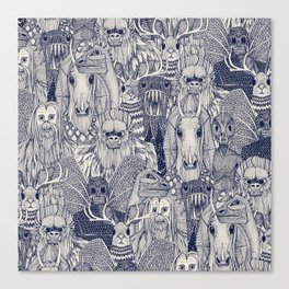 cryptid crowd blue off white Canvas Print