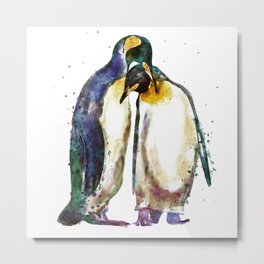 Penguin couple Metal Print | Lovecouple, Emperorpenguins, Birdart, Penguins, Splashes, Fineart, Painting, Penguincouple, Walldecor, Birds 