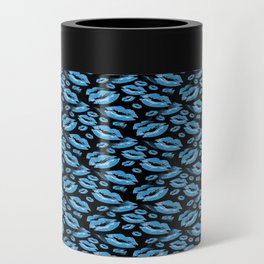 Two Kisses Collided Boyish Blue Lips Pattern Can Cooler