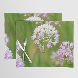 Honey Bee with Purple Allium Garden Flower Placemat