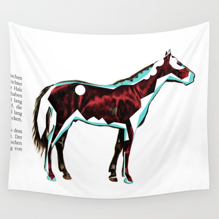 Crazy Horses · red Wall Tapestry