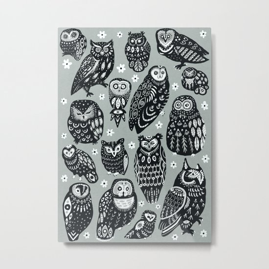 Flock of Owls Metal Print