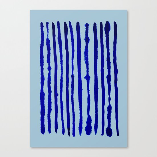 Blue Stripes Watercolor Pattern Canvas Print