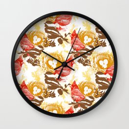 Cardinal Chickadee Pattern Wall Clock
