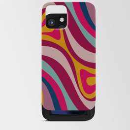 New Groove Colorful Retro Swirl Abstract Pattern Magenta Blue Aqua Pink Mustard iPhone Card Case