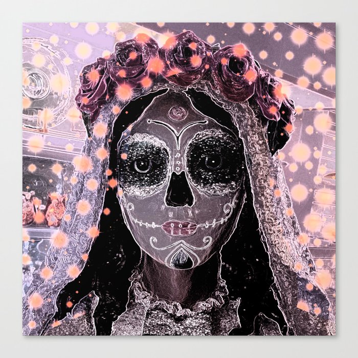 Novia Dia De Los Muertos Estrellas Canvas Print By Delukart Society6