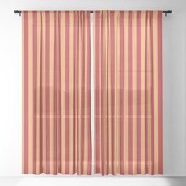 [ Thumbnail: Brown & Red Colored Lines Pattern Sheer Curtain ]