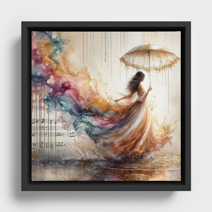 Dance In The Rain Framed Canvas