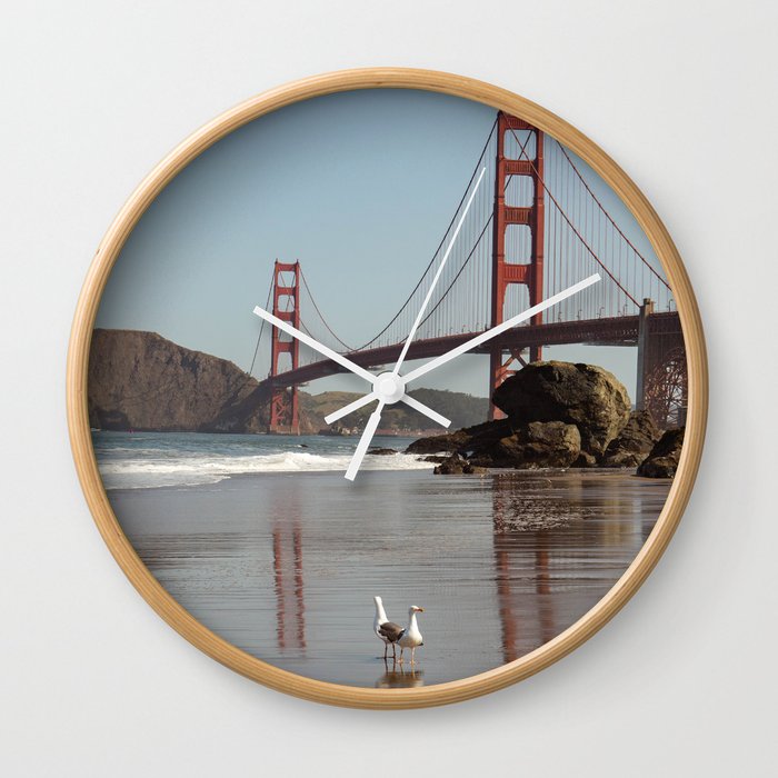 Seagulls and The Golden Gates Wall Clock