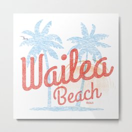 Wailea Beach, Maui Retro Vintage Faded Surfer Metal Print