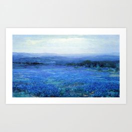 Bluebonnet Panoramic Landscape in Twilight painting by Robert Julian Onderdonk Art Print