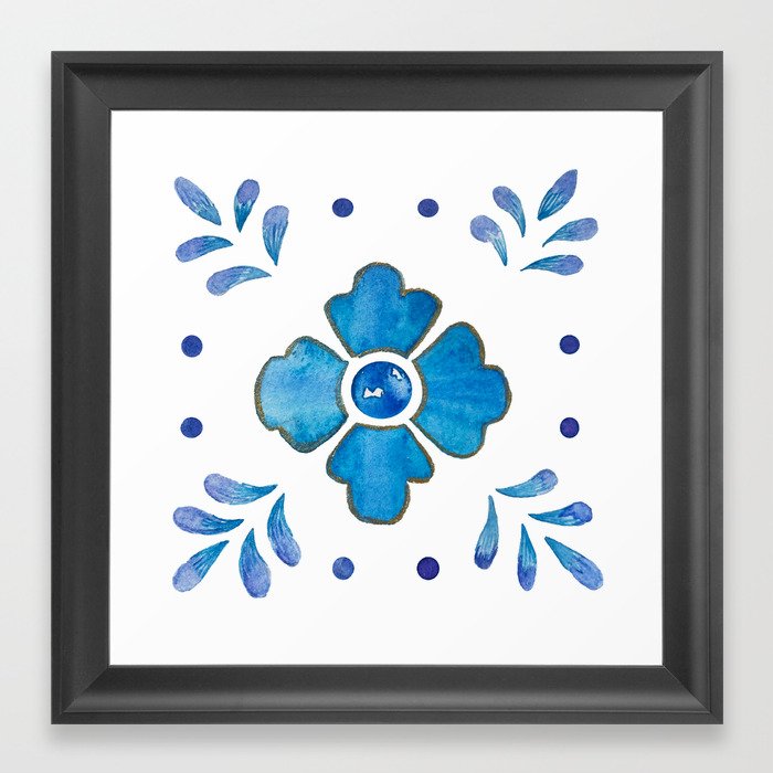 Modern Mexican Tiles Framed Art Print