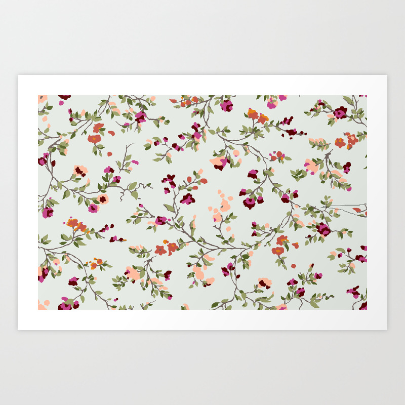Floral Vines Neutrals Art Print By Threequalsquares Society6