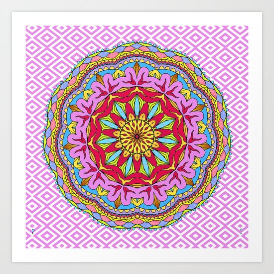 Mix&Match; Pretty Pink Mandala Meditation pillow 02 Art Print