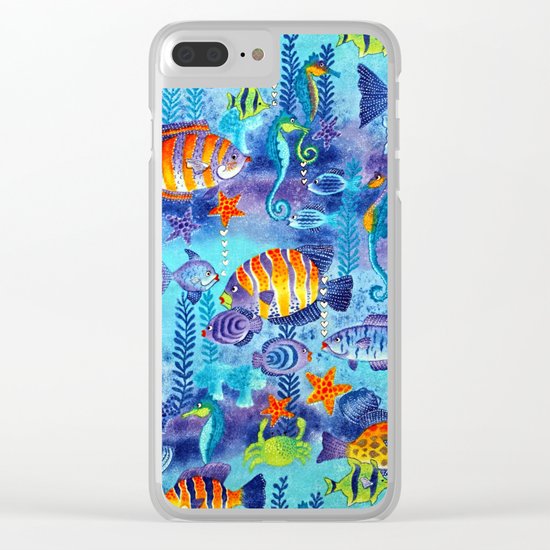 Underwater cartoon cute pattern Clear iPhone Case