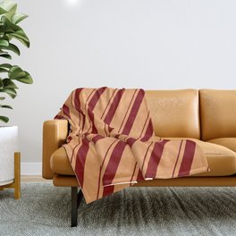 [ Thumbnail: Brown & Maroon Colored Lined Pattern Throw Blanket ]