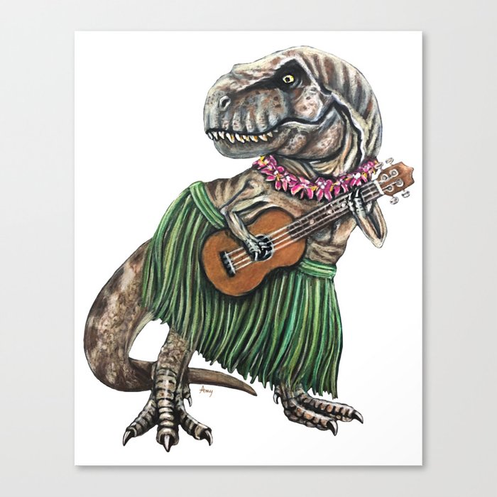 "Ukusaurus" - T-Rex Ukulele Player Canvas Print