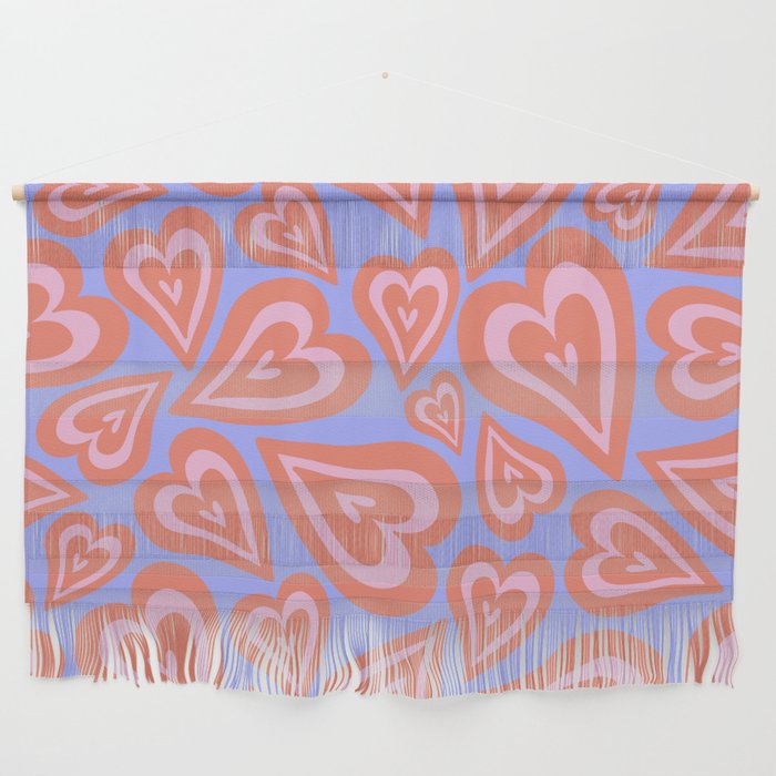 Retro Swirl Love - Orange purple Wall Hanging