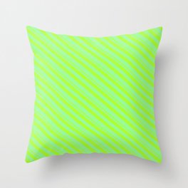 [ Thumbnail: Light Green and Green Colored Stripes/Lines Pattern Throw Pillow ]