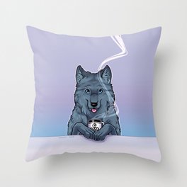 Tea Wolf Throw Pillow
