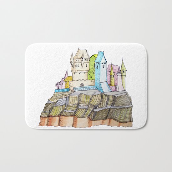 fairytale castle on a cliff Bath Mat