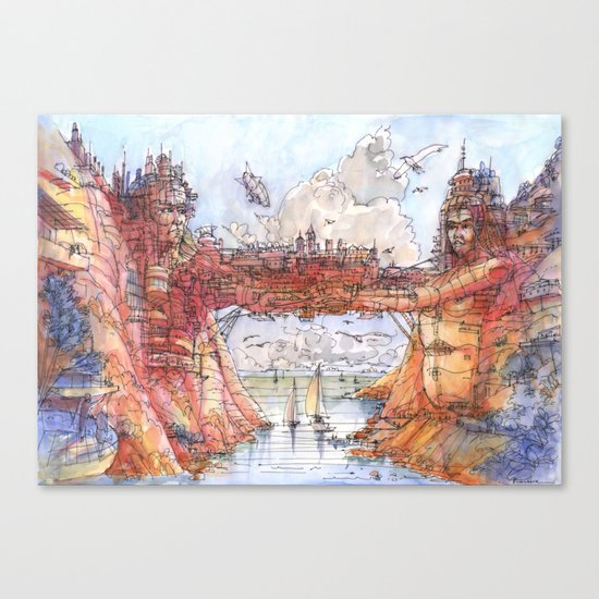 La Citta' Ponte (Color Version) Canvas Print
