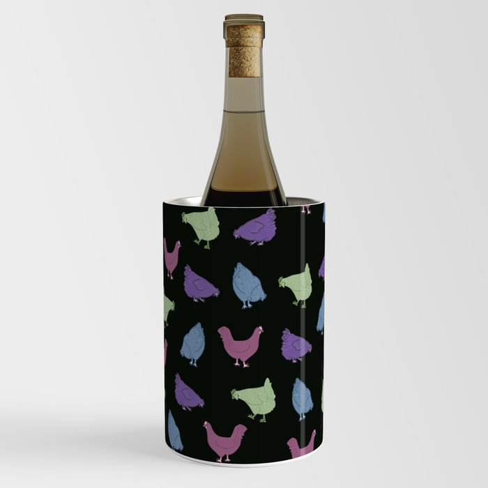 Colorful Chickens - Black Wine Chiller