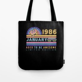 Born January 1986 Vintage Tote Bag | Vintage1986, Born1986, 1986January, Gift, 1986Retro, 1986Legend, Birthday, Vintage, 1986, January1986 
