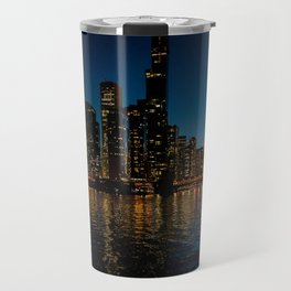 Chicago Skyline Night Travel Mug