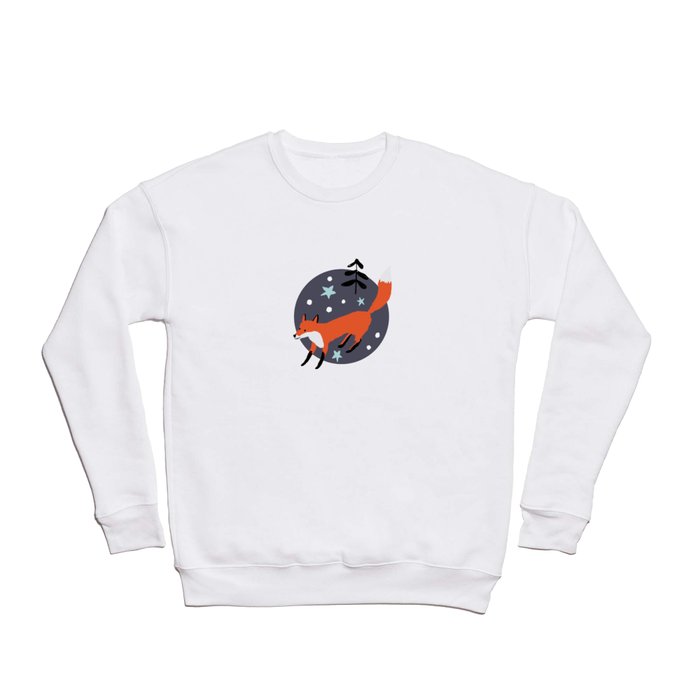 Red foxes in the nignt winter forest Crewneck Sweatshirt